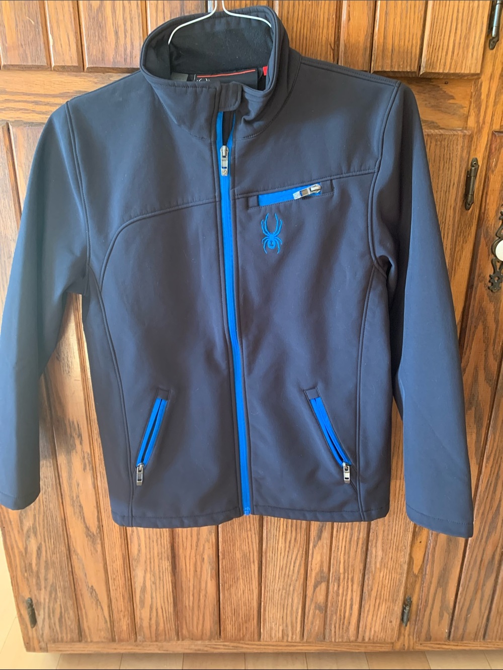 Spyder Kids Navy Jacket with Bright Blue Accents size  L14-16